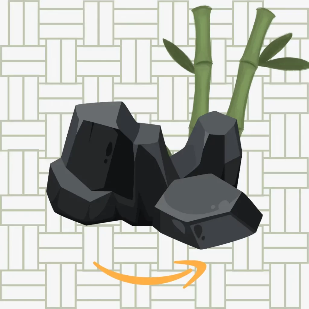 bamboo, charcoal, and the amazon logo