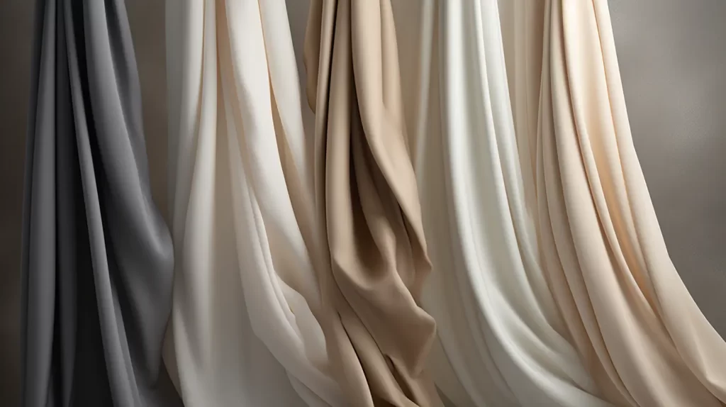  luxurious fabric draped over a hanger, showcasing the smooth, silky texture and natural sheen