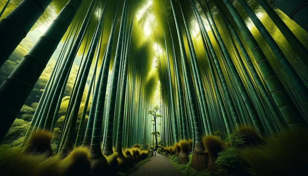 An illustration of a Giant Timber Bamboo grove