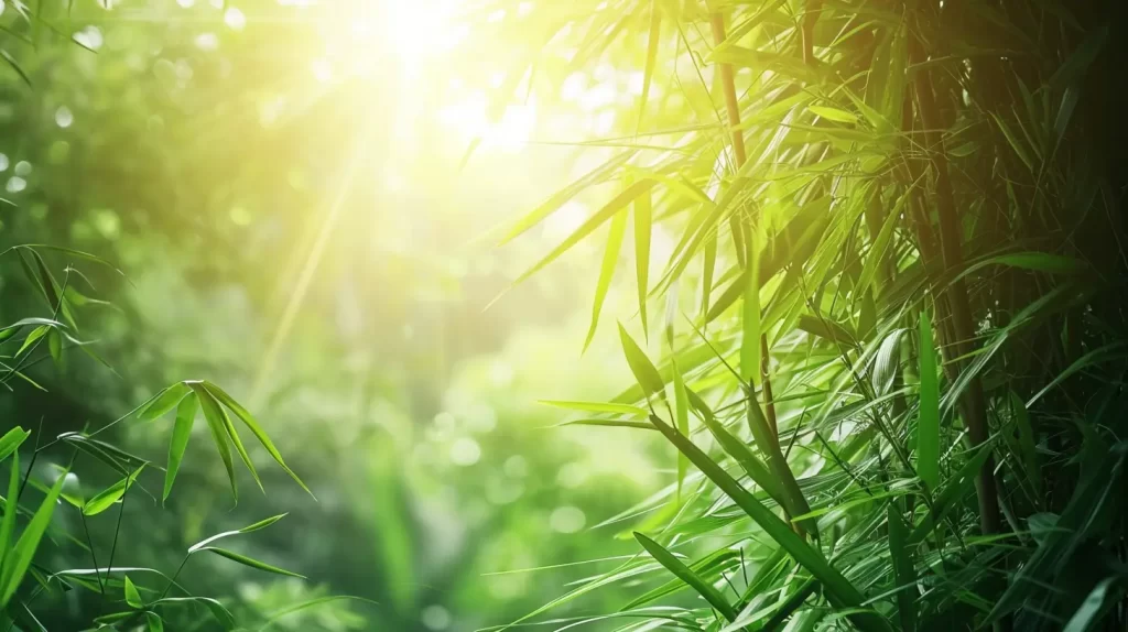 Sun filtering through bamboo leaves