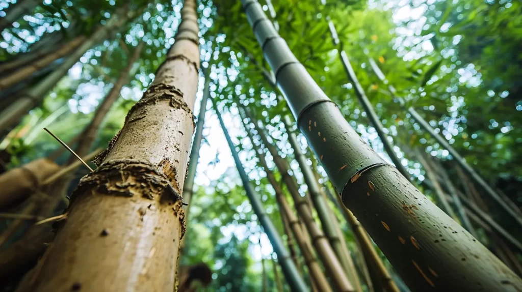 a close up of thick bamboo stalks within a bamboo forest. How strong is bamboo really?