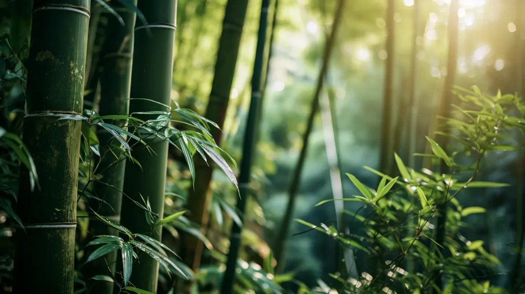 a closeup of bamboo growing in the wild