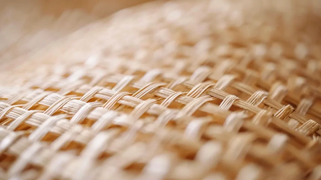 a close up of a bamboo wicker weave