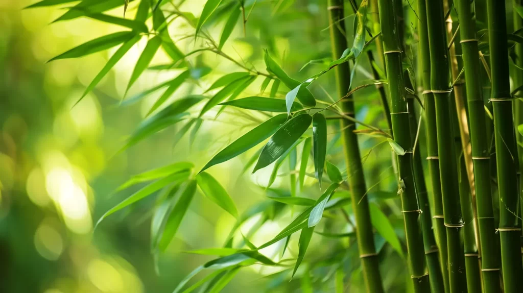 vibrant and sustainable bamboo stalks and leaves growing in nature