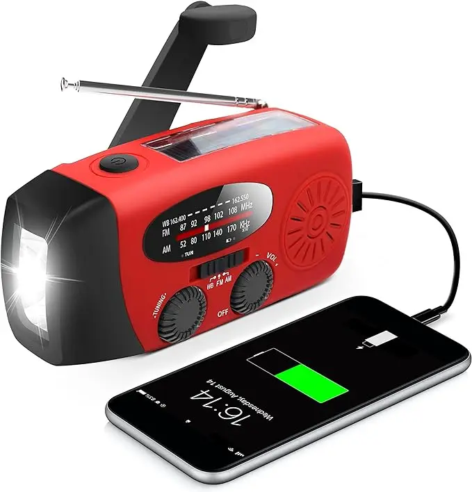 Emergency Hand Crank Radio with LED Flashlight and Power Bank product image